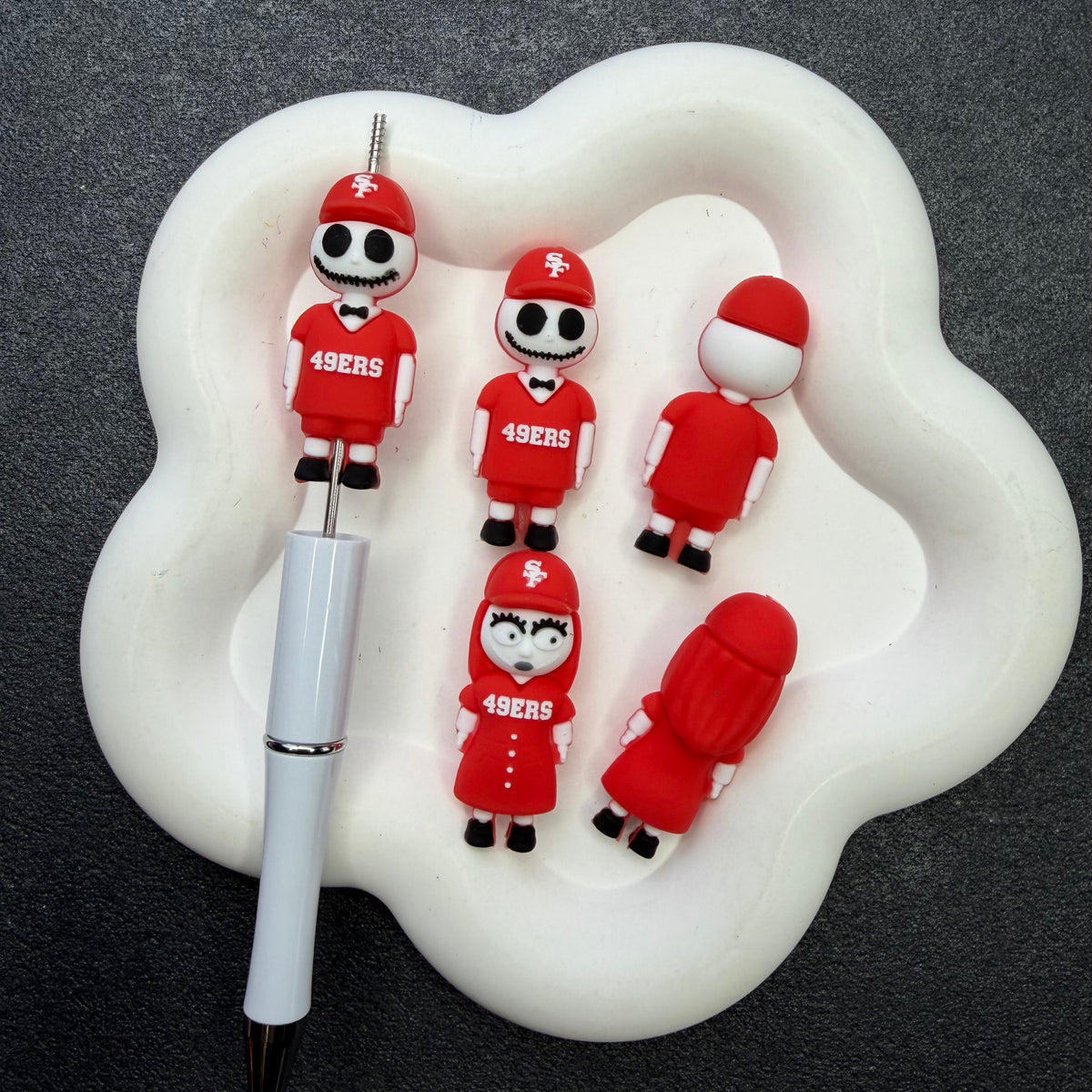 3D Silicone Football Mascot Focal Beads, Spooky Characters in Team Jersey Beads for DIY Beadable Pens & Keychains