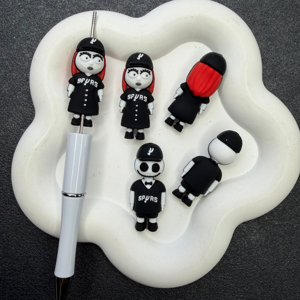 3D Silicone Football Mascot Focal Beads, Spooky Characters in Team Jersey Beads for DIY Beadable Pens & Keychains