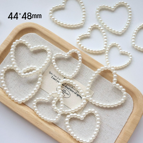 Elegant Heart-Shaped Pearl Frame Beads - Hollow Pearl Heart Spacers | Acrylic Bead for DIY Bracelet Keychain Jewelry Making