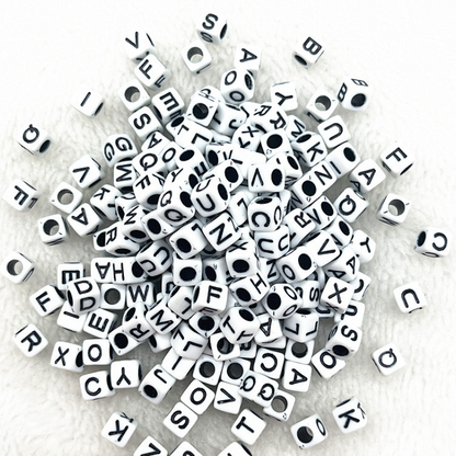 6mm Square & Round Acrylic Alphabet Beads - Colorful Enamel Letter | Acrylic Bead for DIY Bracelet Keychain Jewelry Making