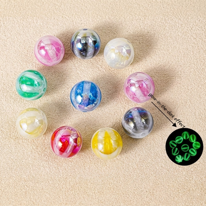 Glow in the Dark Watermelon Beads - 16mm UV Plated Acrylic Round | Acrylic Bead for DIY Bracelet Keychain Jewelry Making