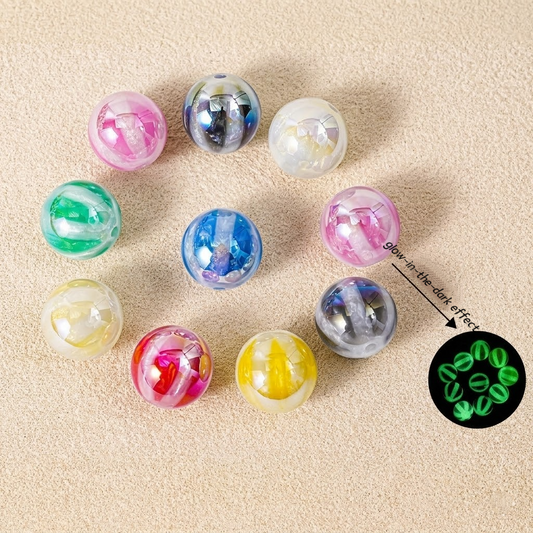Glow in the Dark Watermelon Beads - 16mm UV Plated Acrylic Round | Acrylic Bead for DIY Bracelet Keychain Jewelry Making