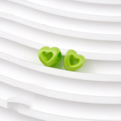 Hollow Heart Large Hole Acrylic Beads - 9mm Lacquered Heart Charms | Acrylic Bead for DIY Bracelet Keychain Jewelry Making