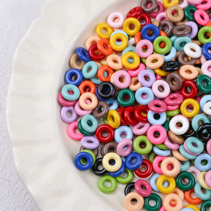 8mm Colorful Donut Spacer Beads - Lacquered Disc Acrylic Beads with | Acrylic Bead for DIY Bracelet Keychain Jewelry Making
