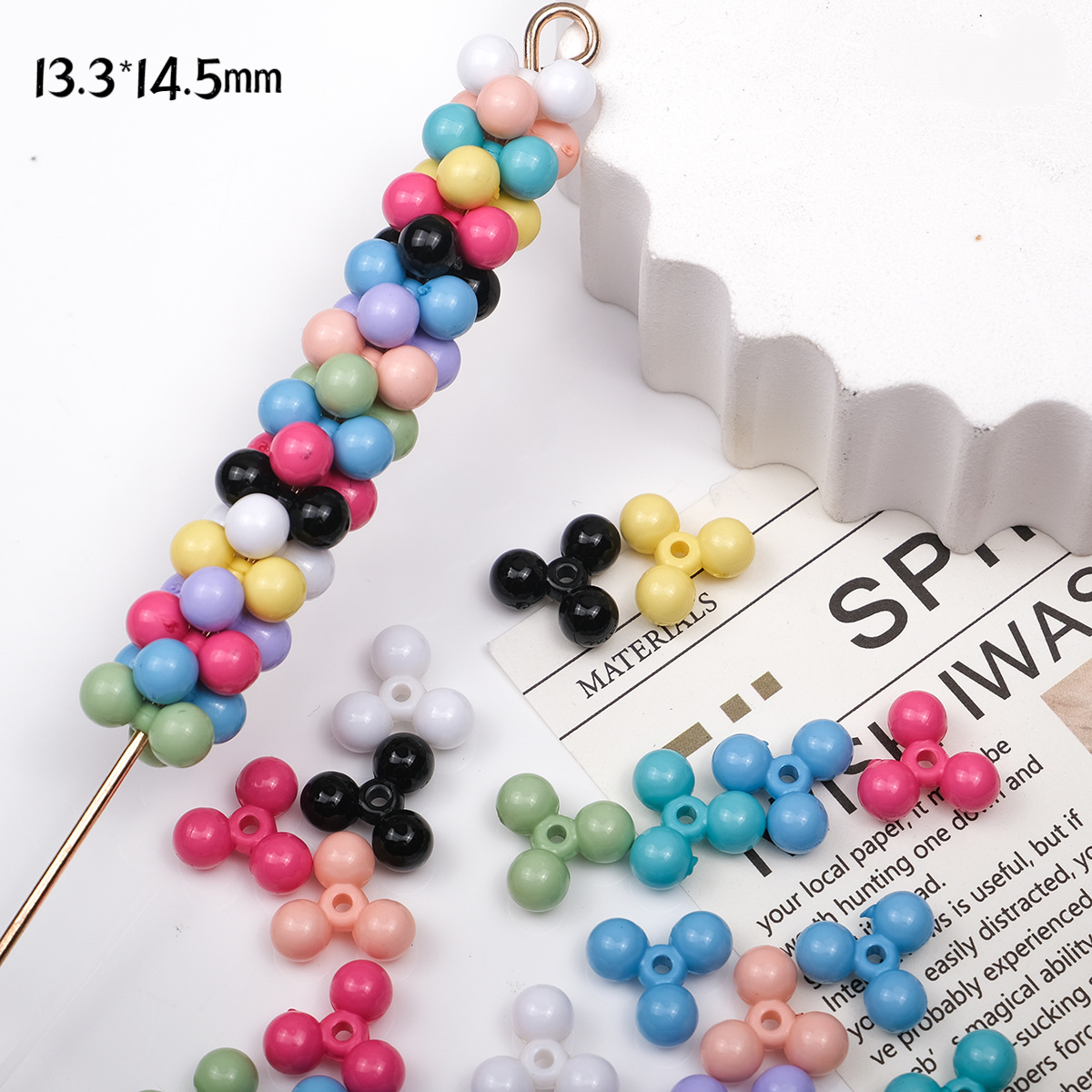 Solid Color Round Beads Stacking Straight Hole Spherical Acrylic | Acrylic Bead for DIY Bracelet Keychain Jewelry Making