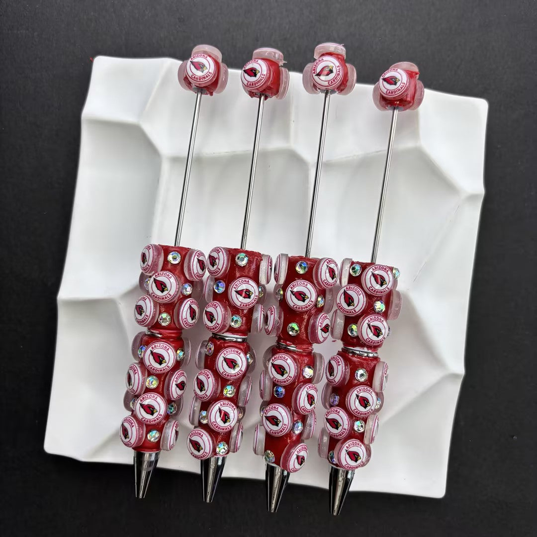 NFL Football Team Completed Beadable Pens - Custom San Francisco 49ers, Dallas Cowboys, KC Chiefs Sports Fan Luxury Crystal Writing Pens Gift