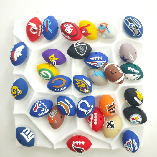 30 Teams NFL Football 3D Silicone Beads DIY Silicone Jewelry Glue Beads Beaded Accessories American Football Loose Beads