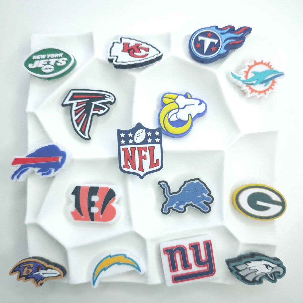 NFL team logos combined  Silicone Focus Beads | DIY Bead Bracelet Keychain & Jewelry Craft Supply