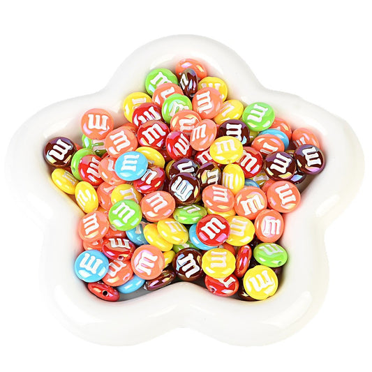 Colorful M&M Theme AB Acrylic Lentil Beads - 14mm Iridescent Pastel | Acrylic Bead for DIY Bracelet Keychain Jewelry Making