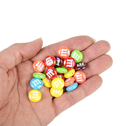 Colorful M&M Theme AB Acrylic Lentil Beads - 14mm Iridescent Pastel | Acrylic Bead for DIY Bracelet Keychain Jewelry Making