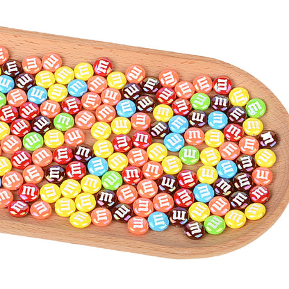 Colorful M&M Theme AB Acrylic Lentil Beads - 14mm Iridescent Pastel | Acrylic Bead for DIY Bracelet Keychain Jewelry Making
