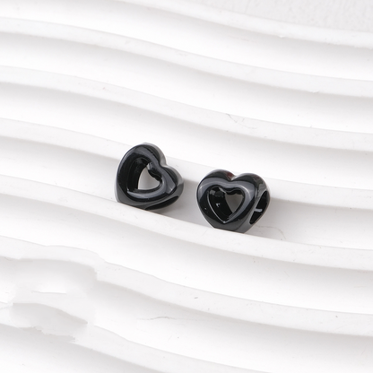 Hollow Heart Large Hole Acrylic Beads - 9mm Lacquered Heart Charms | Acrylic Bead for DIY Bracelet Keychain Jewelry Making