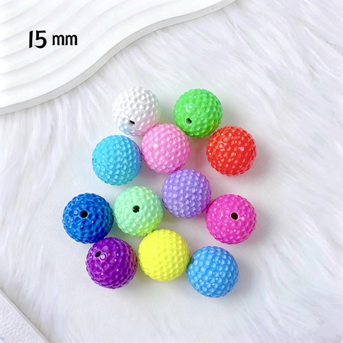 15mm Acrylic Golf Ball Textured Beads with 2mm Hole, Colorful Chunky Spacer Beads for DIY Beadable Pens, Keychain Making, Jewelry Crafts