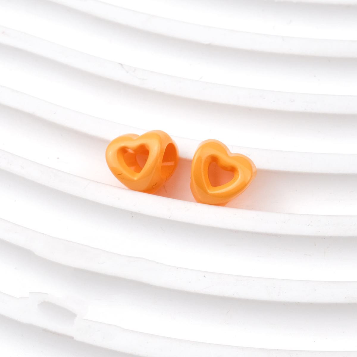 Hollow Heart Large Hole Acrylic Beads - 9mm Lacquered Heart Charms | Acrylic Bead for DIY Bracelet Keychain Jewelry Making