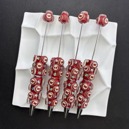 NFL Football Team Completed Beadable Pens - Custom San Francisco 49ers, Dallas Cowboys, KC Chiefs Sports Fan Luxury Crystal Writing Pens Gift