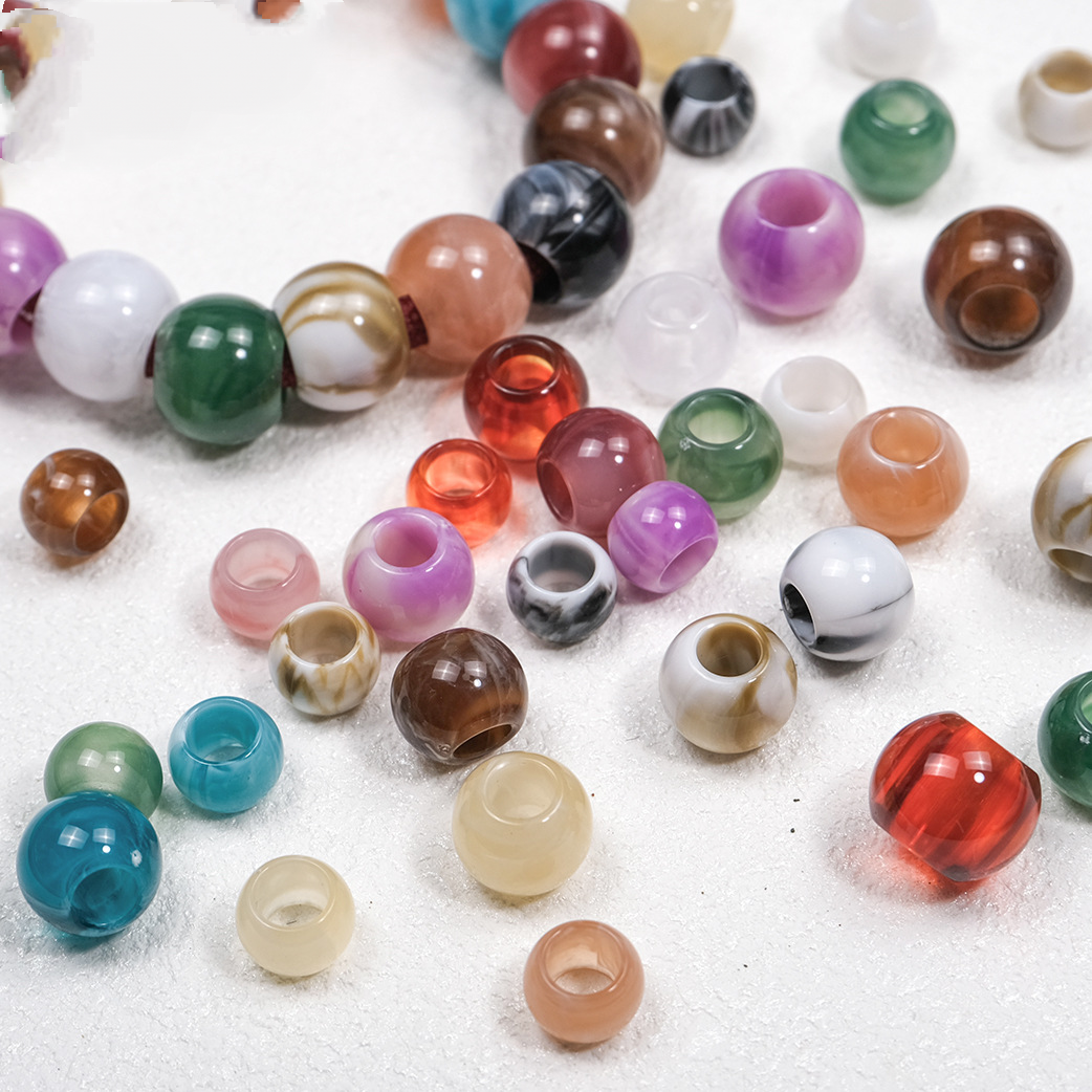 100pcs Mixed Color Big Hole Acrylic Beads - 10mm 12mm 14mm Size | Acrylic Bead for DIY Bracelet Keychain Jewelry Making
