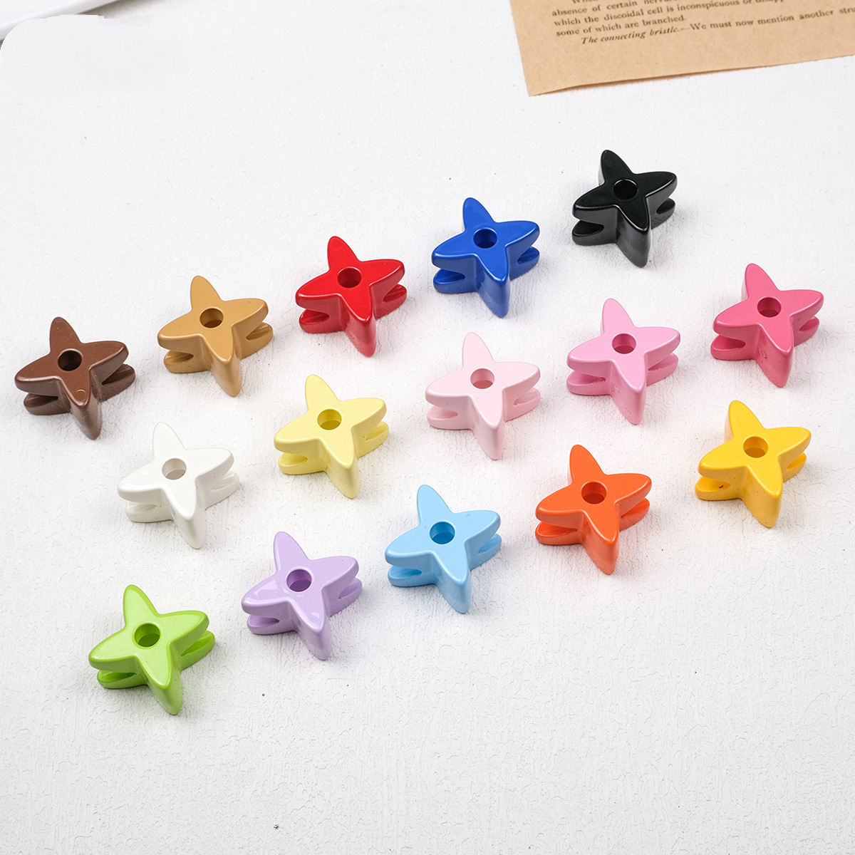 Retro 3D Starflower Beads - 25mm Large Hole Four-Pointed Star Focal | Acrylic Bead for DIY Bracelet Keychain Jewelry Making
