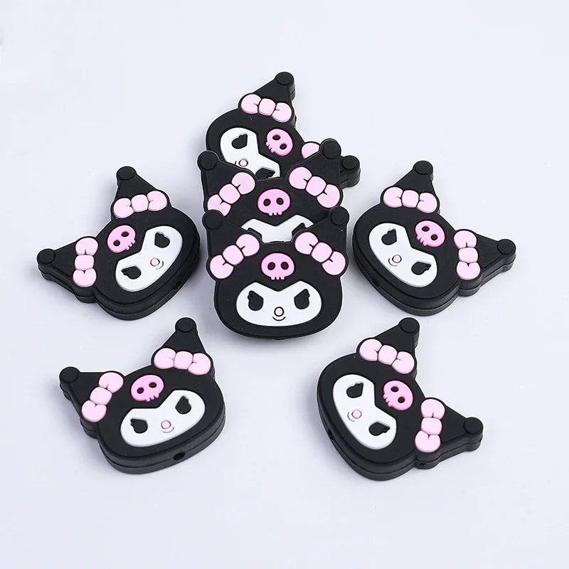 Sanrio Kulomi silicone beads diy bead pen jewelry silicone beads cartoon | Silicone Focal Bead for DIY Keychain & Pen Wrap