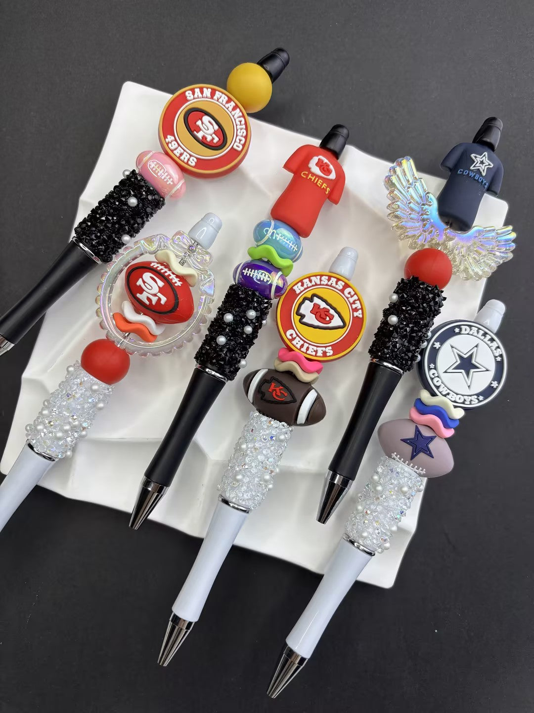 NFL Team Silicone Bead Set –NFL Team Combo Packs | DIY Sports Fan Bracelet & Keychain Craft Bead