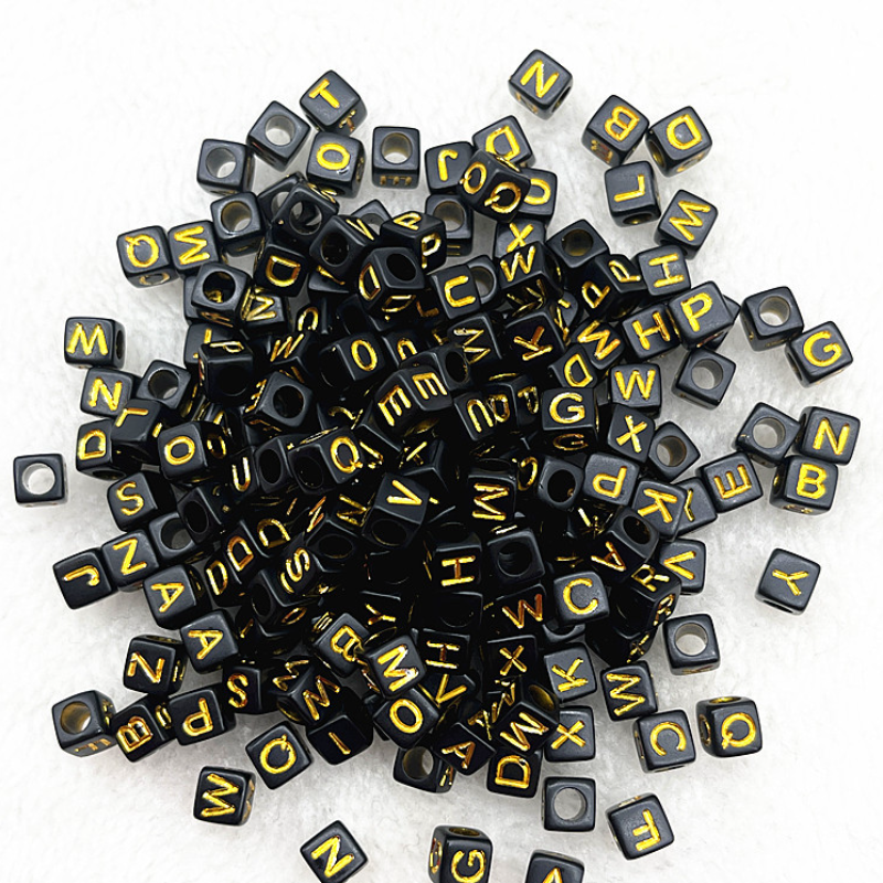 6mm Square & Round Acrylic Alphabet Beads - Colorful Enamel Letter | Acrylic Bead for DIY Bracelet Keychain Jewelry Making