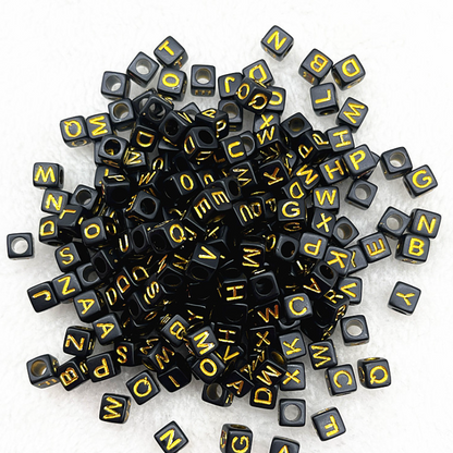 6mm Square & Round Acrylic Alphabet Beads - Colorful Enamel Letter | Acrylic Bead for DIY Bracelet Keychain Jewelry Making