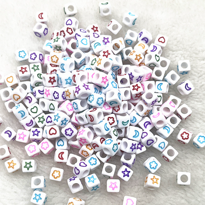 6mm Square & Round Acrylic Alphabet Beads - Colorful Enamel Letter | Acrylic Bead for DIY Bracelet Keychain Jewelry Making