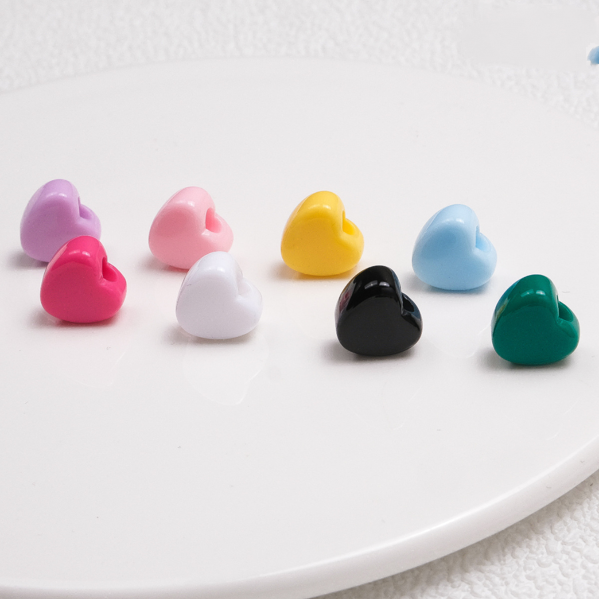 100pcs Mixed Color Heart-Shaped Spacer Beads - 11mm/14mm Large Hole | Acrylic Bead for DIY Bracelet Keychain Jewelry Making