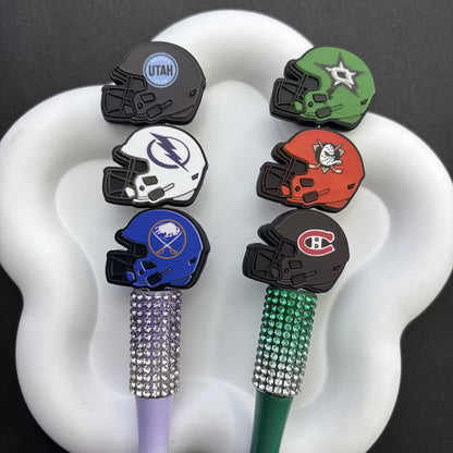 NHL Team Helmet Silicone Focal Beads | 3D Sports Team Logo Helmet Beads for DIY Beadable Pens, Keychains, Lanyards | Gifts for Ice Hockey Fans & Crafters
