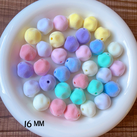 16MM Macaron Color Flocked Fig Shape Straight Hole Beads