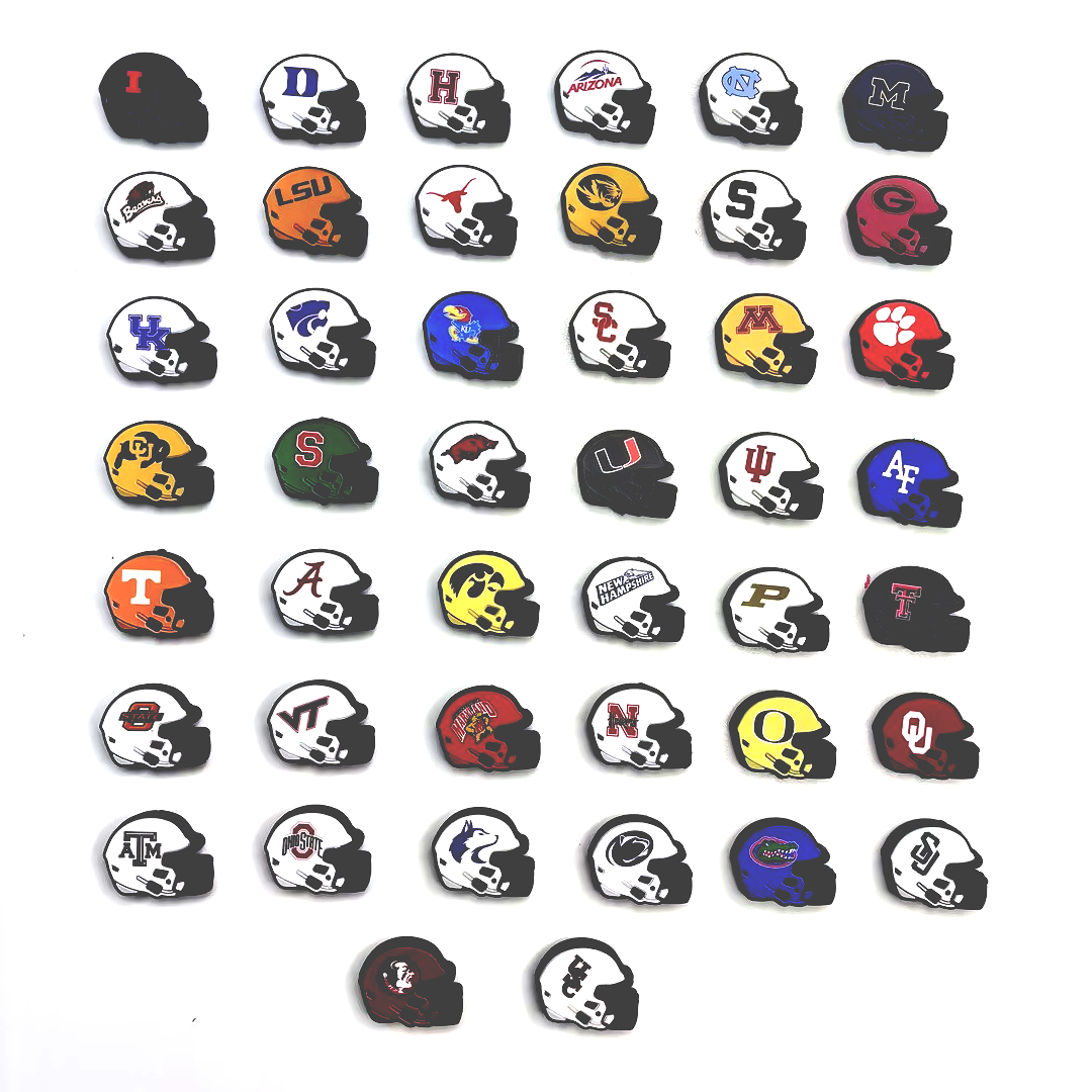 25*30 NCAA College Football Helmet Silicone Focal Beads – University Logos | DIY Sports Fan Bracelet & Keychain Craft Bead