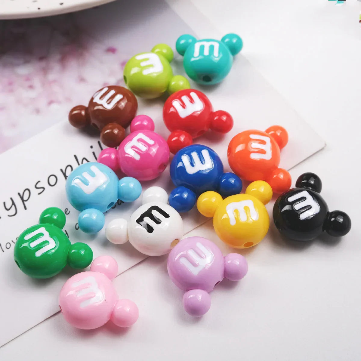 Mouse Ears Rainbow Candy Straight Hole Beads Acrylic Beads | Acrylic Bead for DIY Bracelet Keychain Jewelry Making
