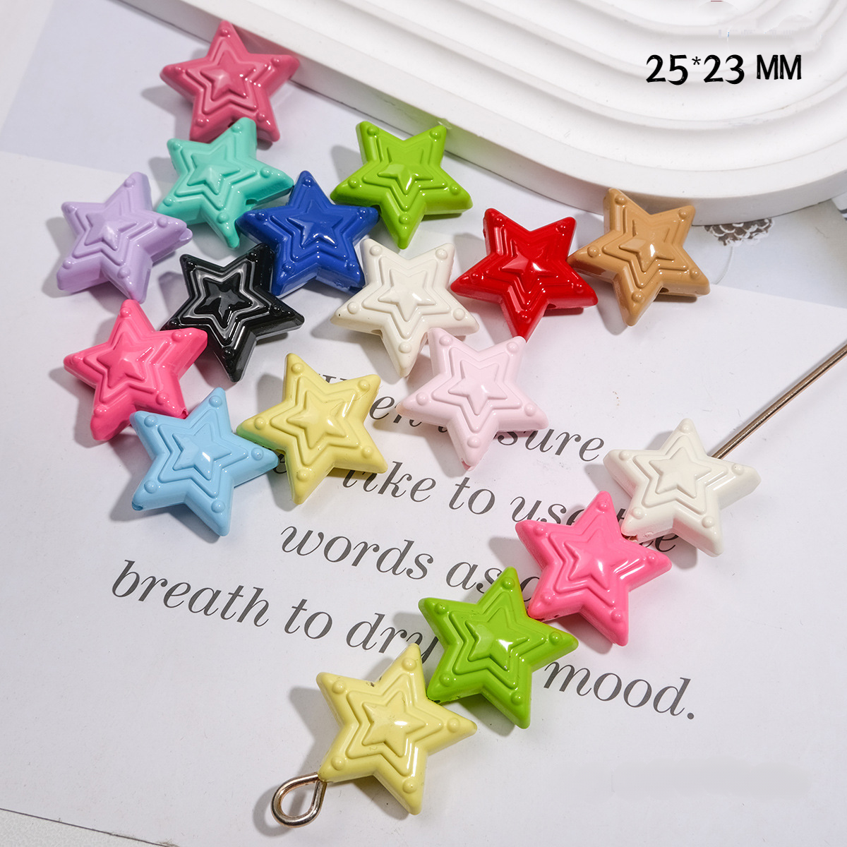 Three-layer Five-pointed Star Glossy Straight Hole Acrylic Beads | Acrylic Bead for DIY Bracelet Keychain Jewelry Making