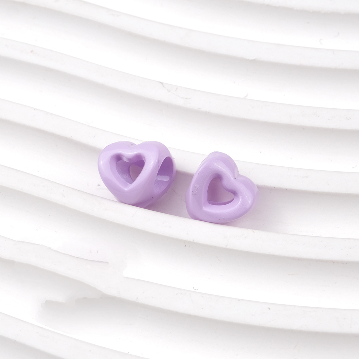 Hollow Heart Large Hole Acrylic Beads - 9mm Lacquered Heart Charms | Acrylic Bead for DIY Bracelet Keychain Jewelry Making
