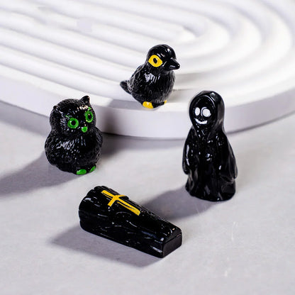 Halloween Decoration Ghost Demon Black Tombstone Diy Resin Accessories (no Hole)