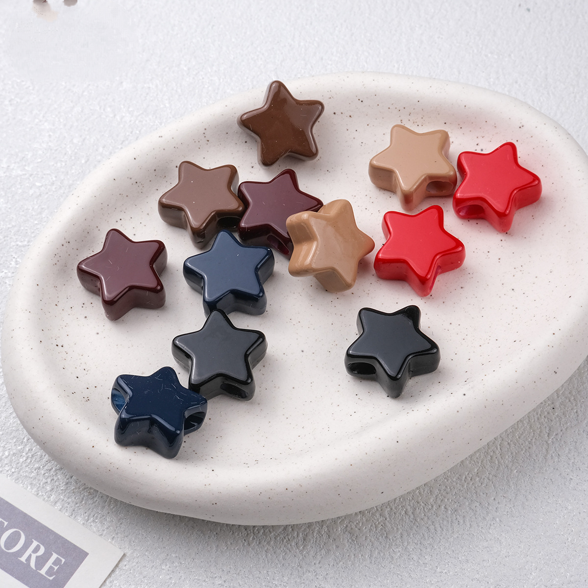 20pcs Vintage Earth Tone Star Beads - 19mm Autumn Palette Acrylic | Acrylic Bead for DIY Bracelet Keychain Jewelry Making