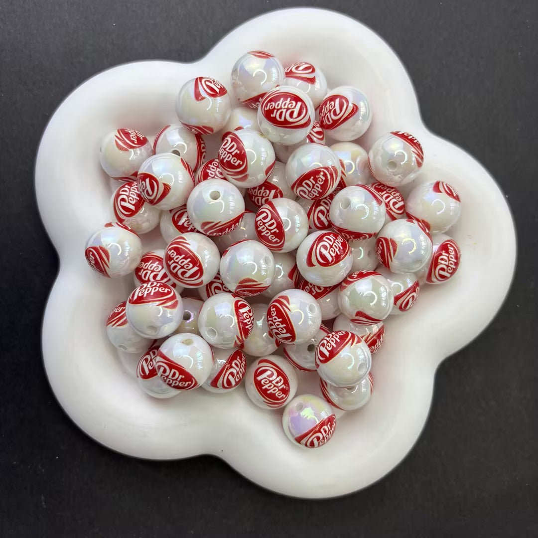 Dr Pepper Inspired Soda Beads - Iri Acrylic Beads for Beadable Pens