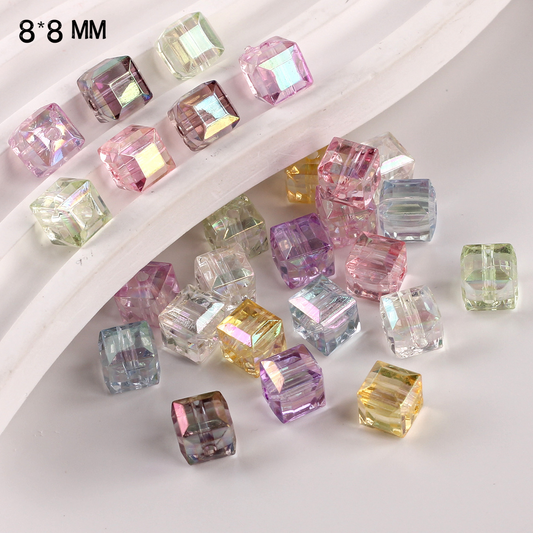 8MM Transparent Acrylic Square Candy Color Beads