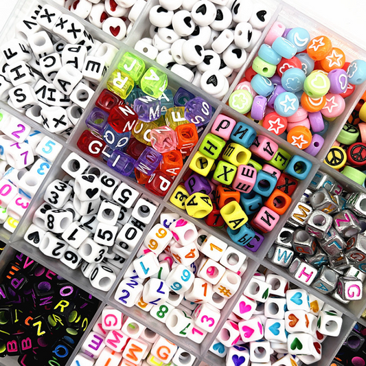 6mm Square & Round Acrylic Alphabet Beads - Colorful Enamel Letter | Acrylic Bead for DIY Bracelet Keychain Jewelry Making