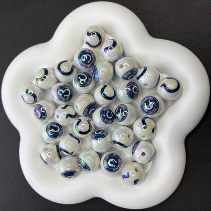 16MM  NFL  Electroplated Solid Color Printed American Football Team Round Beads - Beadable Cat