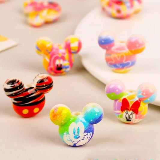 3D  Double-sided Color Matching Micke Beads Vertical Hole Acrylic Beads 28.5mm*24mm