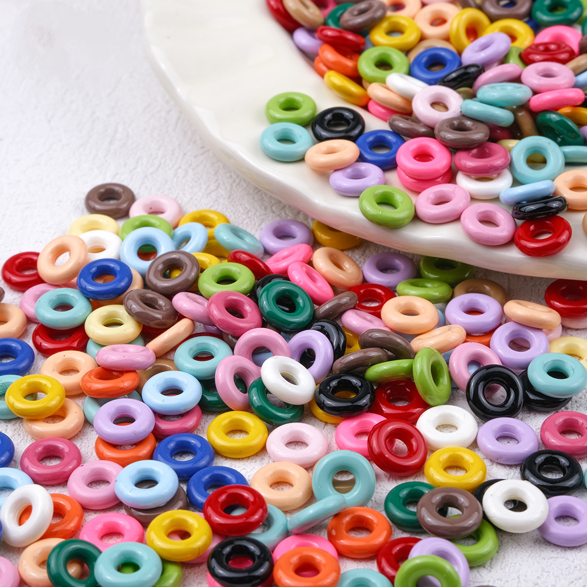 8mm Colorful Donut Spacer Beads - Lacquered Disc Acrylic Beads with | Acrylic Bead for DIY Bracelet Keychain Jewelry Making