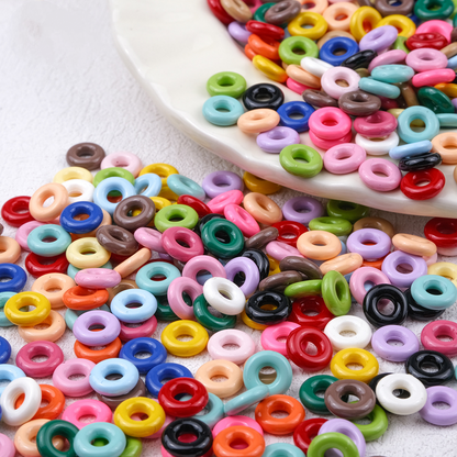 8mm Colorful Donut Spacer Beads - Lacquered Disc Acrylic Beads with | Acrylic Bead for DIY Bracelet Keychain Jewelry Making