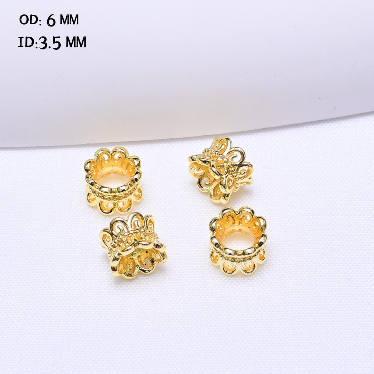 Gold and Silver Hollow Petal Spacer Beads | DIY Keychain Bracelet Making Supply