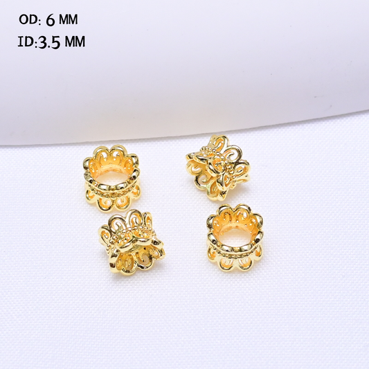 Gold and Silver Hollow Petal Spacer Beads