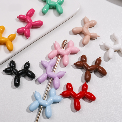 Colorful Painted Glossy Balloon Dog Acrylic Straight Hole Beads
