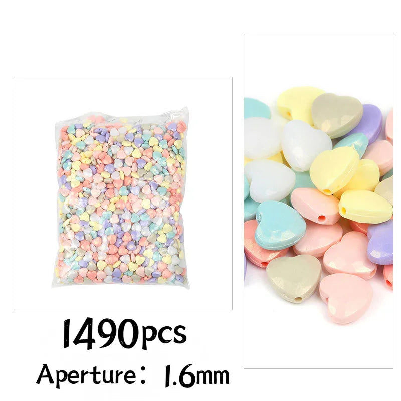 Acrylic mixed color beads plastic love five-pointed star through hole beads 500G | DIY Keychain Bracelet Making Supply