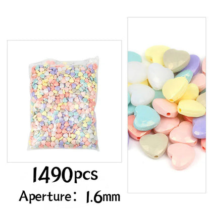 Acrylic mixed color beads plastic love five-pointed star through hole beads 500G