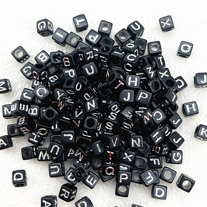6mm Square & Round Acrylic Alphabet Beads - Colorful Enamel Letter | Acrylic Bead for DIY Bracelet Keychain Jewelry Making