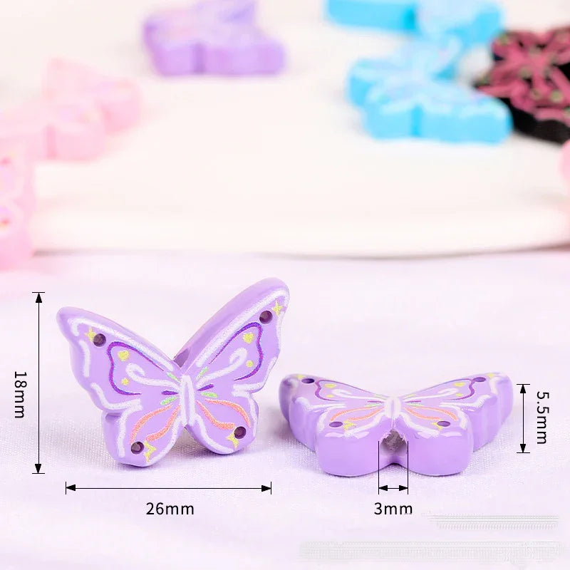 Stereo Simulation with Colored Lines of Acrylic Butterfly Beads | Acrylic Bead for DIY Bracelet Keychain Jewelry Making