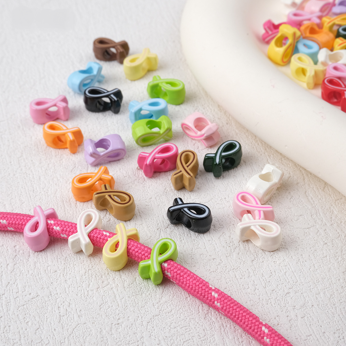 12x6x7mm Ribbon Bowknot Acrylic Beads - 4.5mm Large Hole Spacer | Acrylic Bead for DIY Bracelet Keychain Jewelry Making